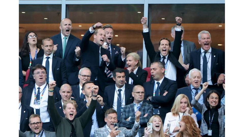 Prince William punches the air as England win quarter-final