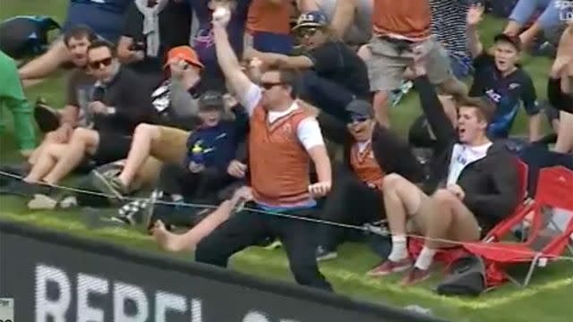 What a catch! Image: Sky Sport NZ