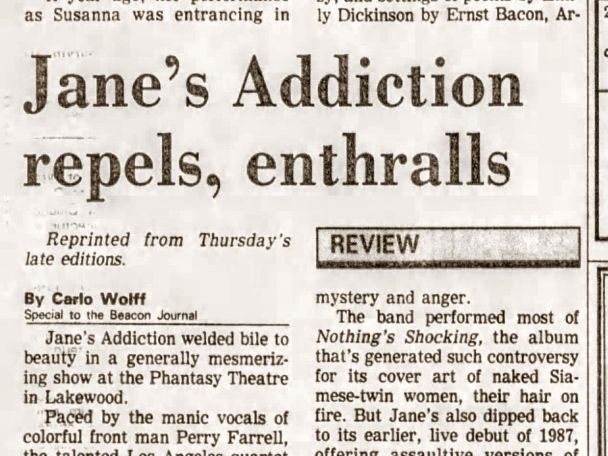 “Mesmerizing”: the <em>Akron Beacon Journal</em>‘s write up of a J.A. gig in ’88.