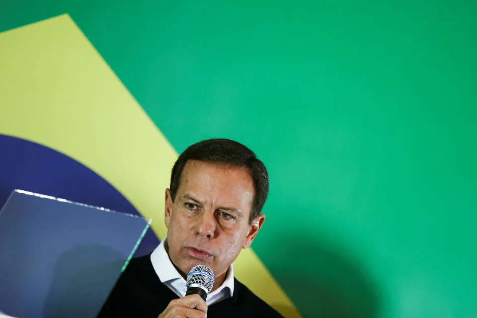 Sao Paulo's former Governor Joao Doria announces his withdrawal of the pre-candidacy for the presidency for the national elections, in Sao Paulo, Brazil May 23, 2022. REUTERS/Carla Carniel