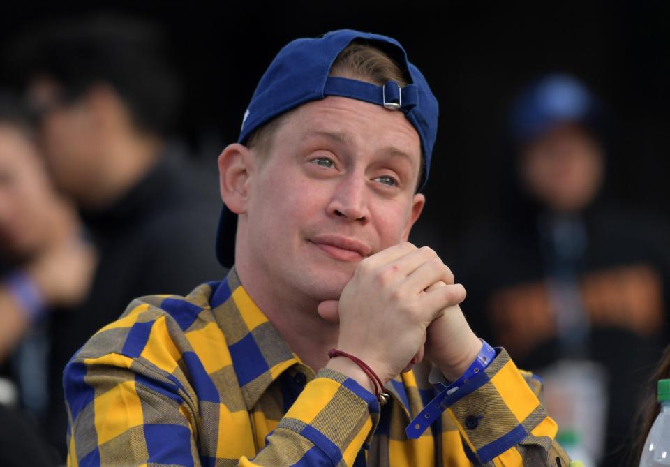 Macaulay Culkin attends the final Los Angeles Rams game at Los Angeles Memorial Coliseum on Dec 29, 2019.