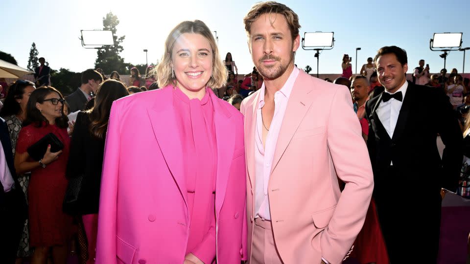 Greta Gerwig and Ryan Gosling at the premiere of "Barbie" held at Shrine Auditorium and Expo Hall on July 9, 2023 in Los Angeles, California.  - Michael Buckner/Variety via Getty Images