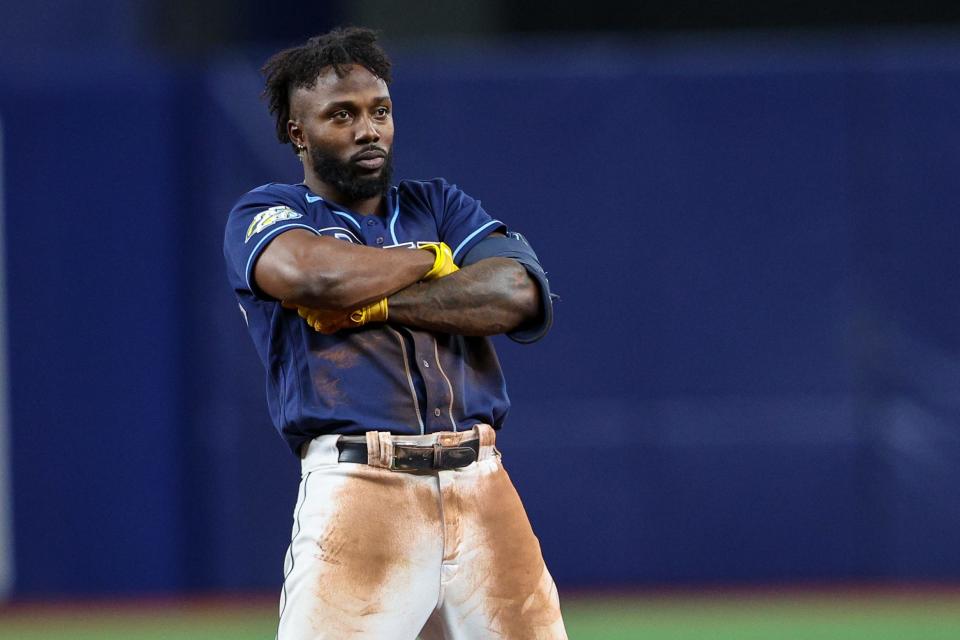 Rays outfielder Randy Arozarena showing off his new signature move.