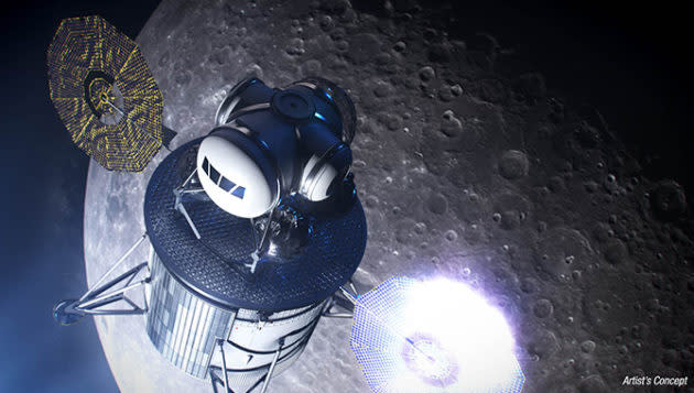 An artist’s conception shows a next-generation moon lander. (NASA Illustration)