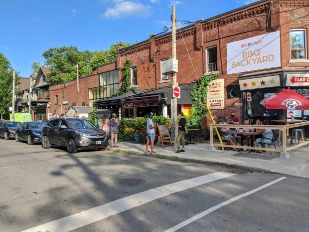 Barque Smokehouse applied for an outdoor dining space on Geoffrey Street, a side street hugging the north side of the corner lot, but was denied.  (Submitted by David Neinstein - image credit)