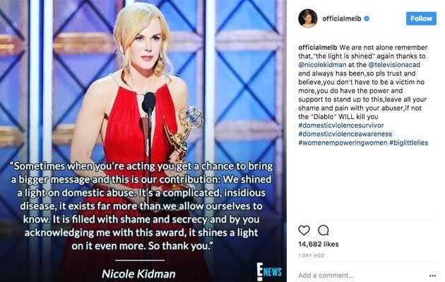 The singer shared this emotional message of thanks to the actress on her social media. Source: Instagram