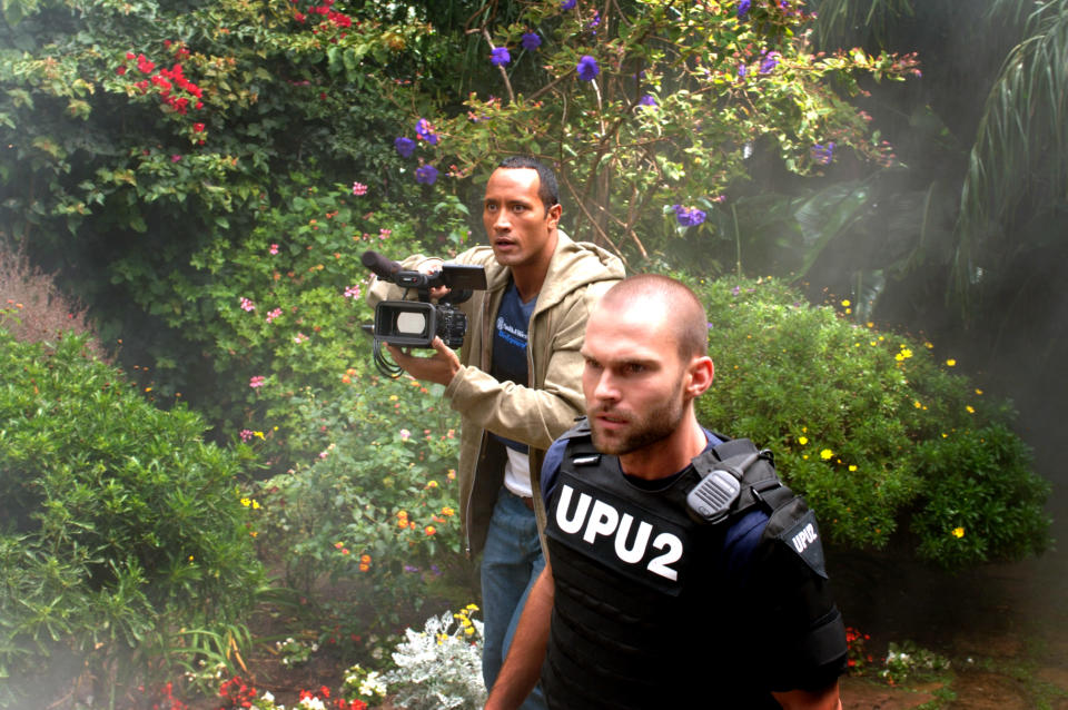 Dwayne Johnson and Scott in Richard Kelly's 2007 cult favorite, Southland Tales. (Photo: Universal/Courtesy Everett Collection)
