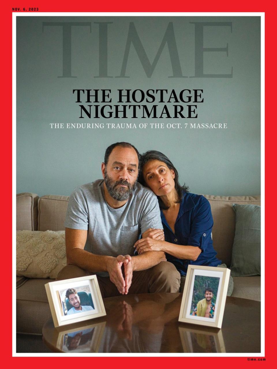 Jonathan Polin, left, and Rachel Goldberg in Jerusalem on Oct. 15. Their son Hersh Goldberg-Polin, 23, is missing.<span class="copyright">Photograph by Michal Chelbin for TIME</span>