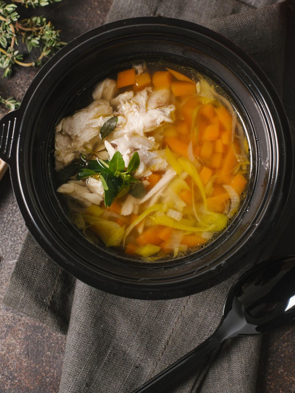 chicken stock in a slow cooker