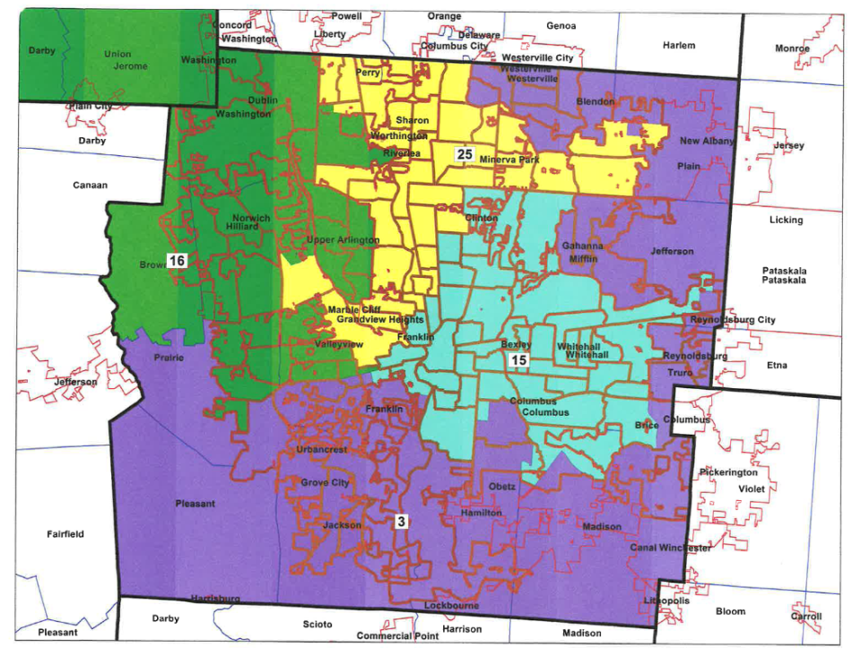 GOP map of proposed Ohio Senate districts in Franklin County
