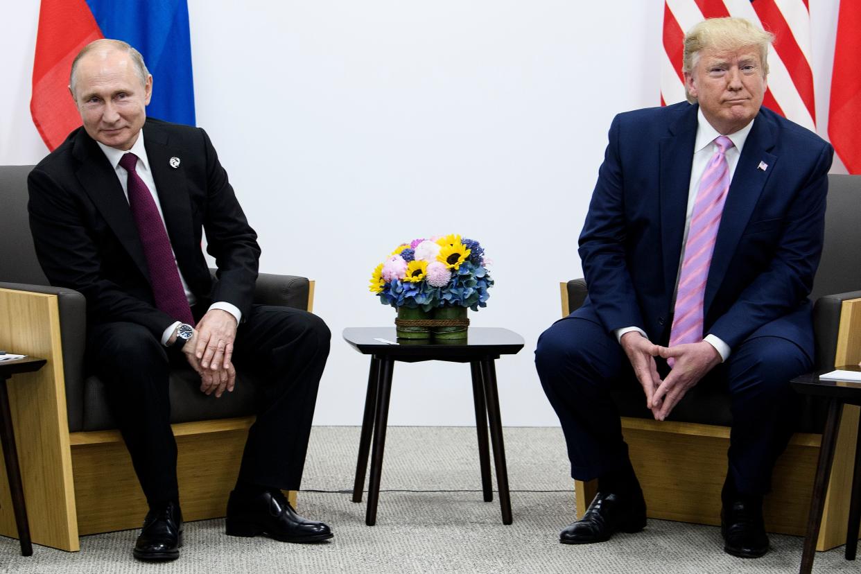 Russian President Vladimir Putin meets with President Trump during the G-20 summit in Osaka in June. (Photo: Brendan Smialowski/AFP)