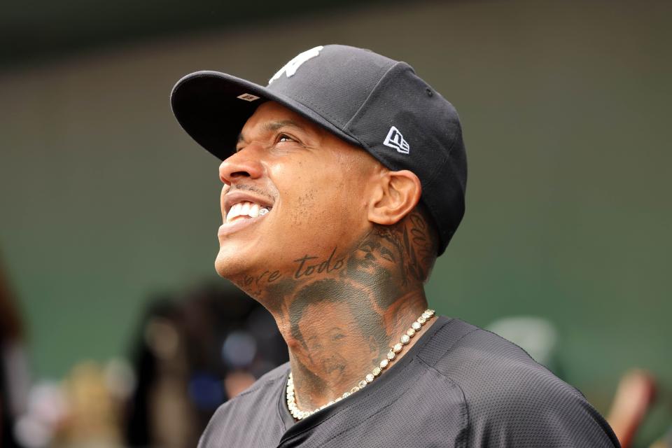 Mar 2, 2024; Sarasota, Florida, USA; New York Yankees starting pitcher Marcus Stroman (0) looks on during the fifth inning against the Baltimore Orioles at Ed Smith Stadium. Mandatory Credit: Kim Klement Neitzel-USA TODAY Sports