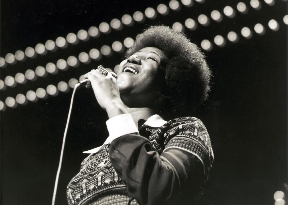 Aretha Franklin performs on stage during the 'Duke Ellington...We Love You Madly' tribute show.