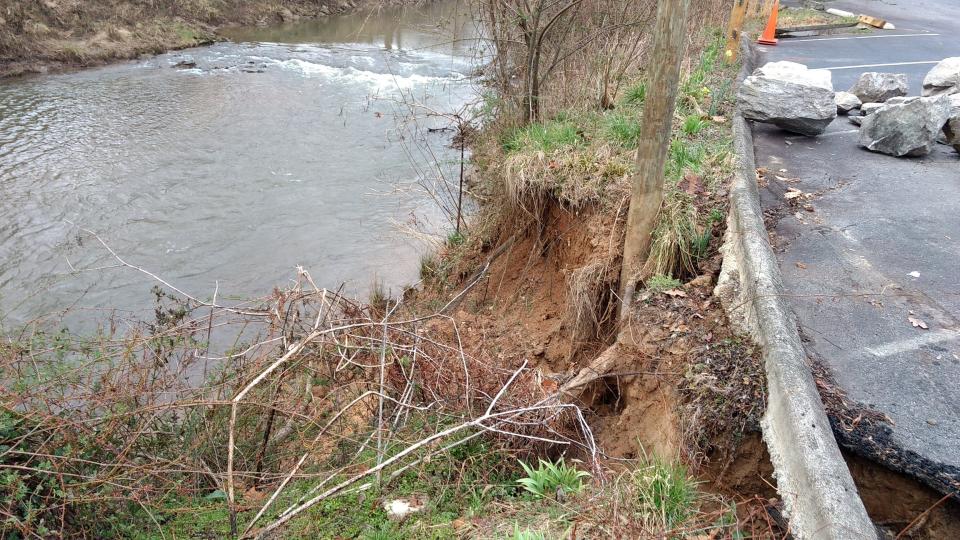 Erosion on Hominy Creek at the Center for Spiritual Living