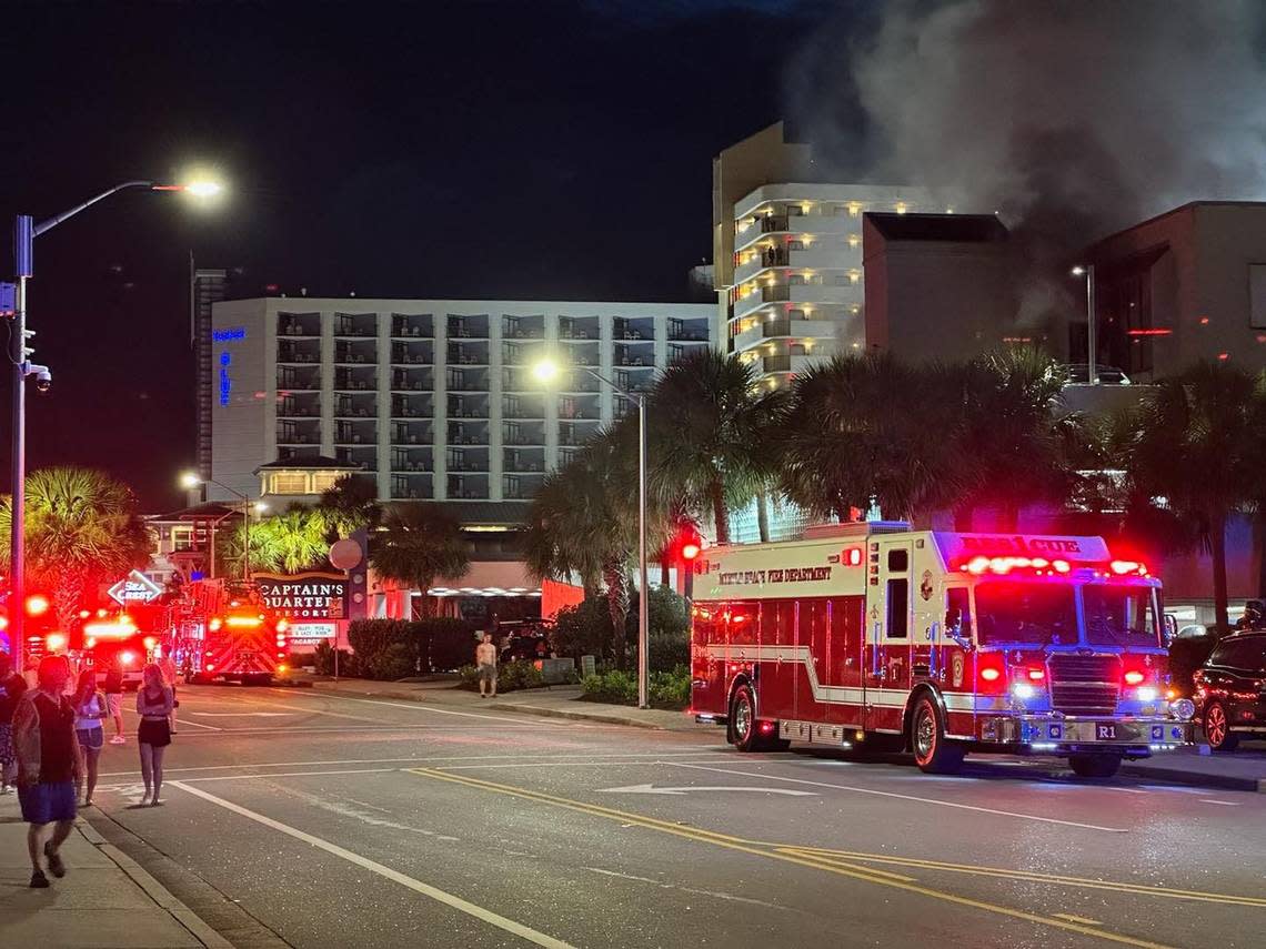 Myrtle Beach Fire and Horry County Fire Rescue are responding to a early morning fire Wednesday at Captain’s Quarters Resort on Ocean Boulevard.