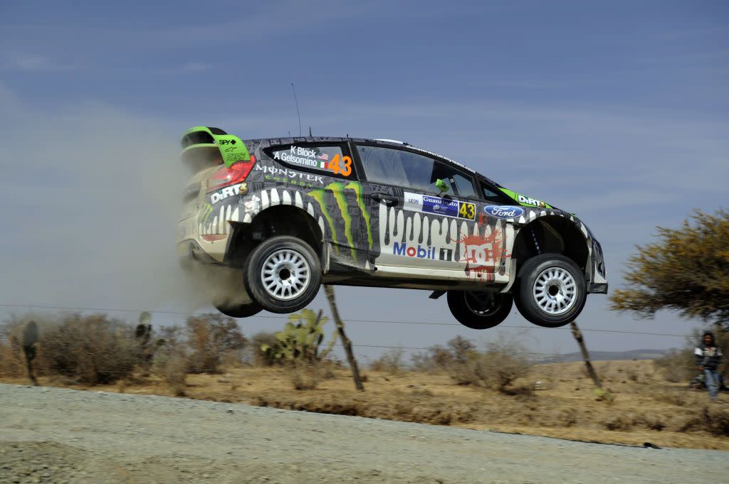 leon, mexico march 04 ken block of the united states and alex gelsomino of the united states compete in their monster world rally team ford fiesta rs wrc during leg1 of the wrc rally mexico on march 4, 2011 in leon, mexico photo by massimo bettiolgetty images