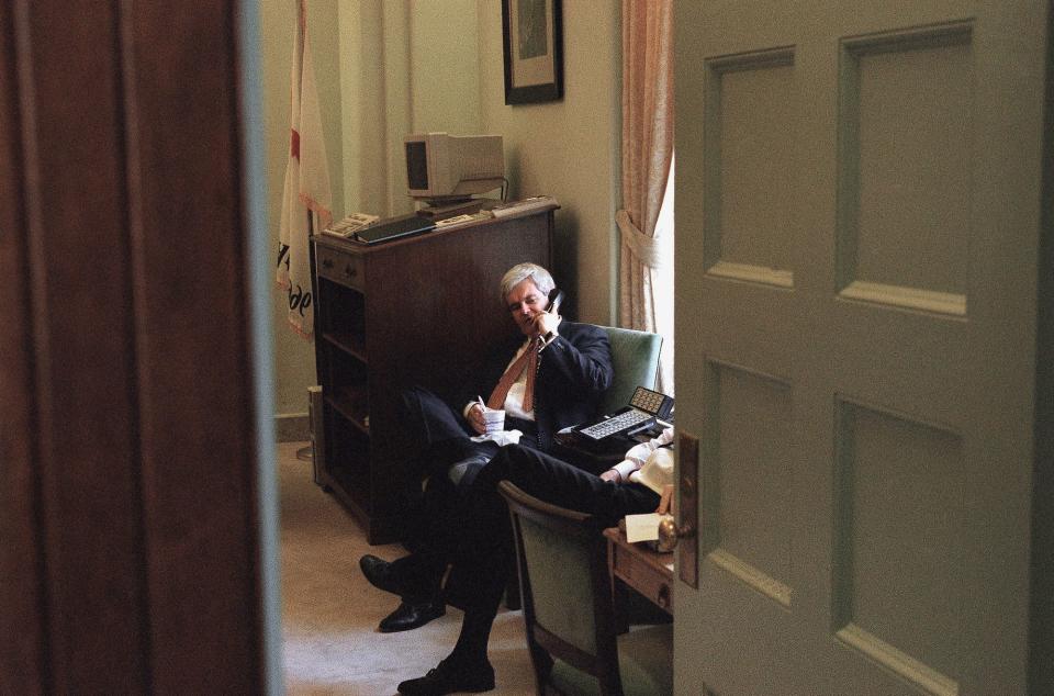 House Speaker Newt Gingrich of Georgia in his Capitol Hill office, April 5, 1995.