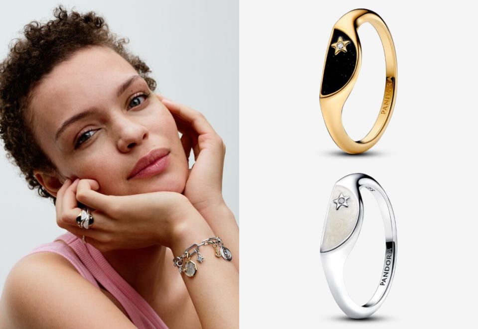 小資女入門輕珠寶推薦：Pandora ME 琺瑯半圓戒指，925銀/NT$ 1,580、鍍金/NT$ 2,480！圖片來源：Pandora