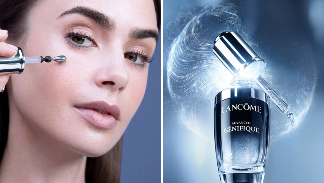 A photo of actress Lily Collins is the face of Lancome Paris; the Lancôme Advanced Génifique Light Pearl Youth Activating Eye & Lash Concentrate. (PHOTO: Lancome)