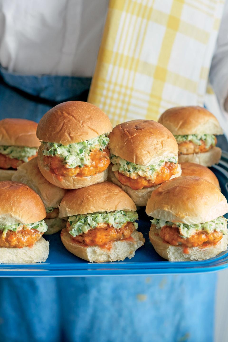 Buffalo Chicken Sliders with Celery-Ranch Slaw