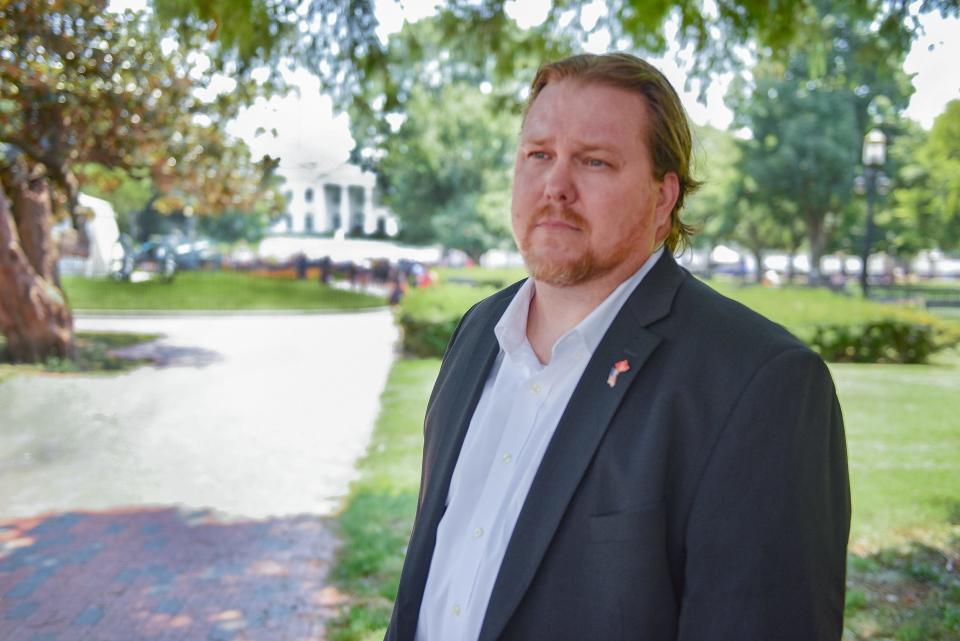 Brandon Coleman, VA whistleblower, in front of White House