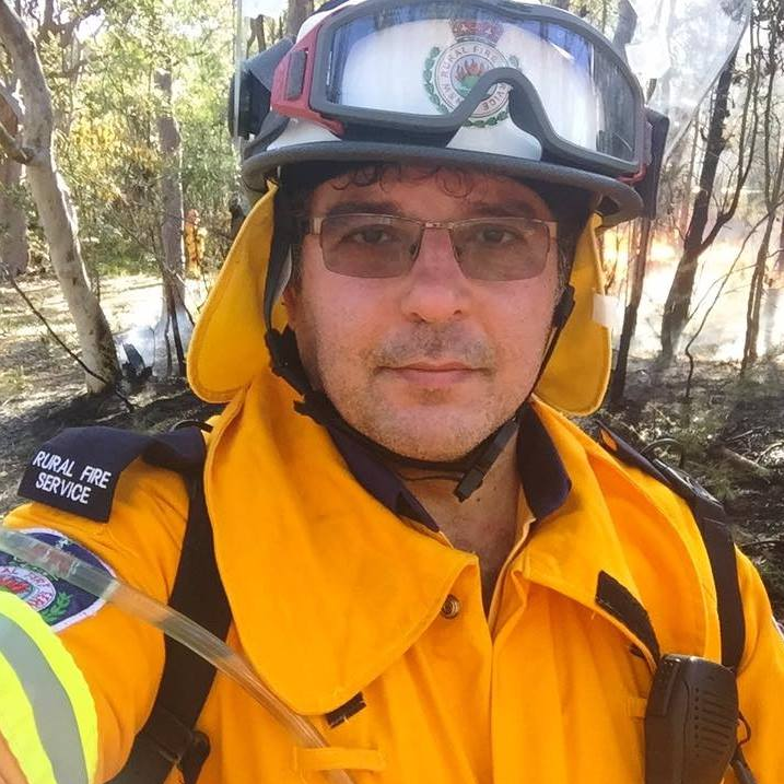 Photo of Joe Arena who is fundraising for better face masks for NSW fire crew.