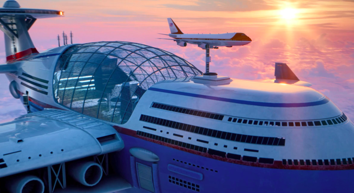 Planes would be able to dock onto the Sky Cruise to allow passengers on and off. (SWNS)