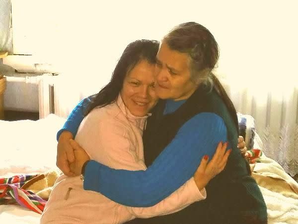 Valentina is reunited with her birth mother. Photo: Gofundme