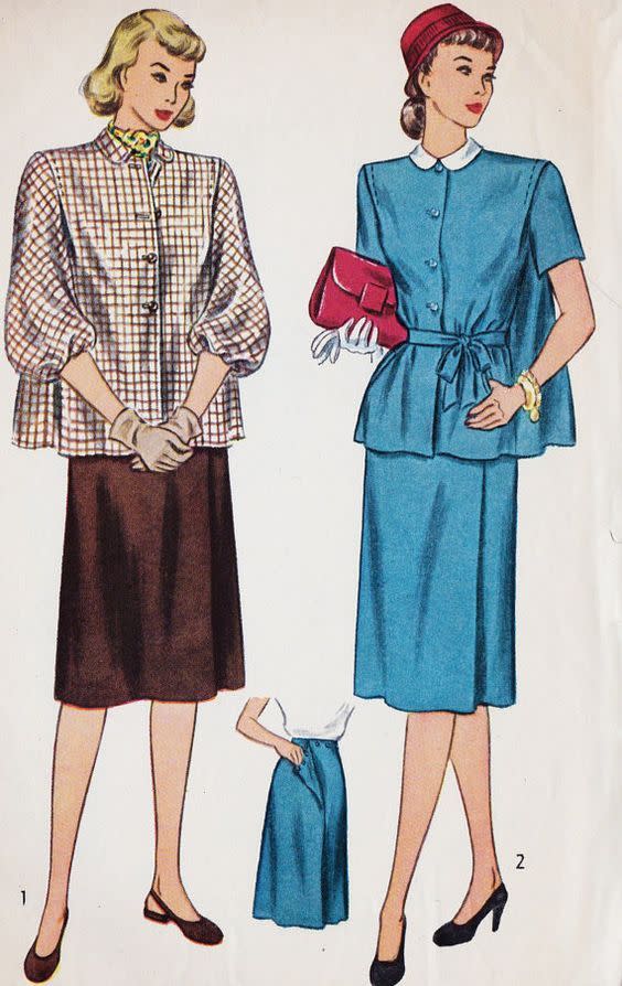<p>For the most part, the 1940s saw similar maternity fashions to the '30s.</p>