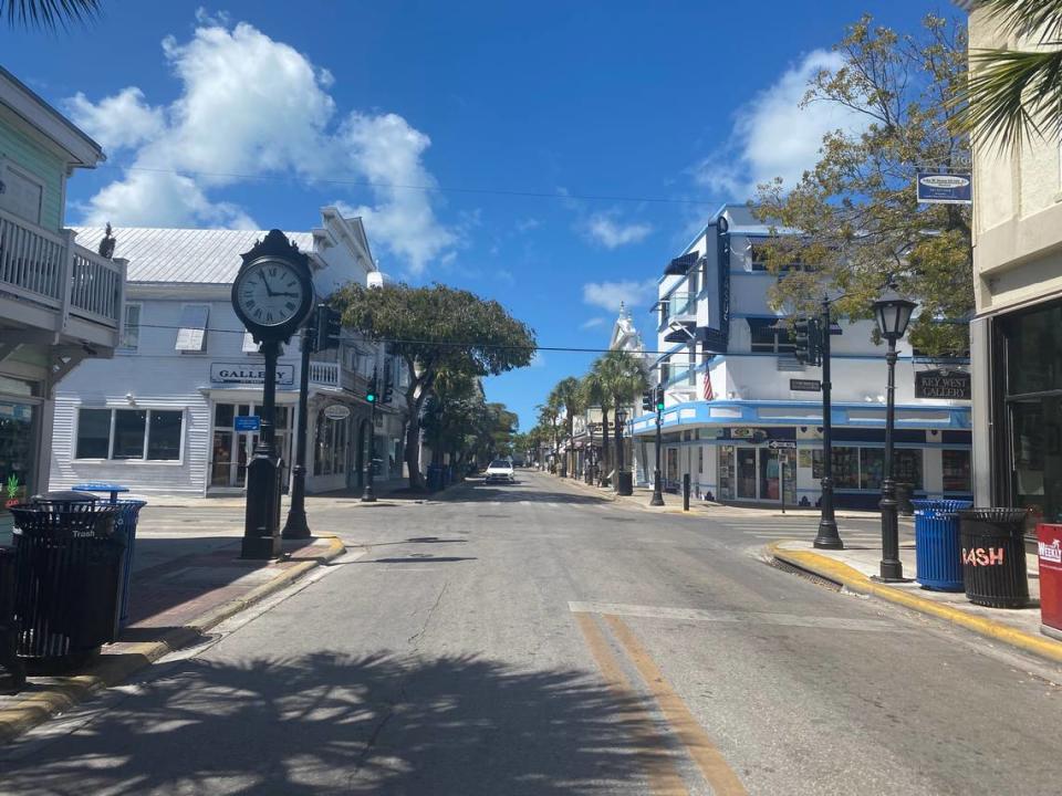 Famous Duval Street in Key West was eerily quiet and empty on Monday, March 23, 2020.