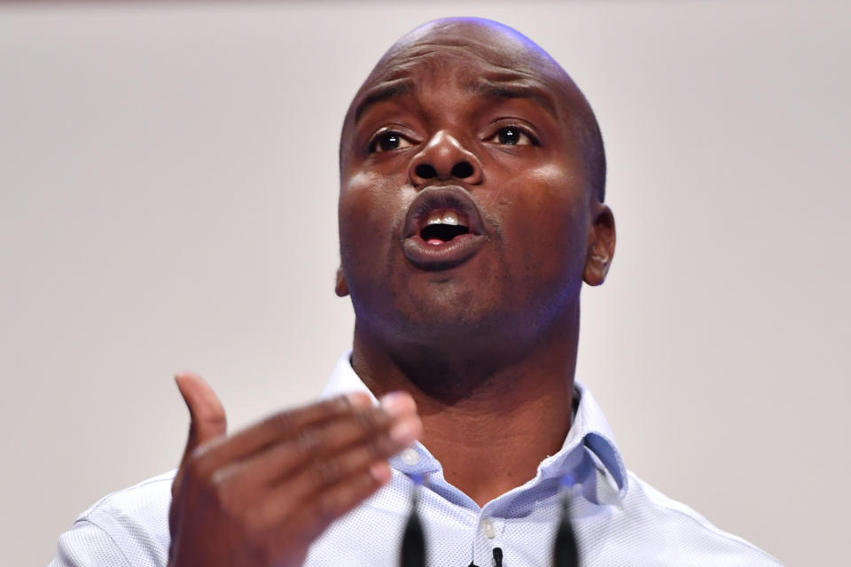 BIRMINGHAM, ENGLAND - OCTOBER 03:  Conservative London Mayoral candidate Shaun Bailey speaks during the Conservative Party Conference on October 3, 2018 in Birmingham, England.  (Photo by Anthony Devlin/Getty Images)