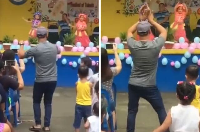 Supportive Filipino father steals the show after dancing along with daughter