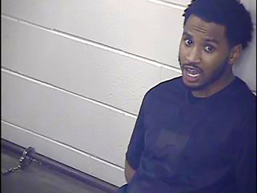 <em>In this undated photo provided by the Jackson County Detention Center, In Kansas City, Missouri shows Trey Songz. Prosecutors have declined to file charges against R&B artist Trey Songz stemming from an altercation with police officers at the AFC championship game in Kansas City. Mike Mansur, a spokesman for the Jackson County prosecutor’s office, said Tuesday, April, 27, 2021, that there was “insufficient evidence” to prosecute the case. (Jackson County Detention Center via AP)</em>