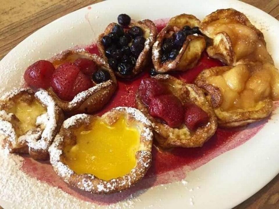 The mini German pancakes “Dutch Babies sampler” at Ol’ South Pancake House.