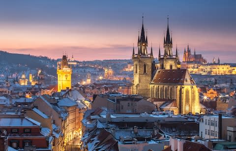 A view of Prague castle along with Church of Our Lady before Tyn and the Old Town hall - Credit: Getty