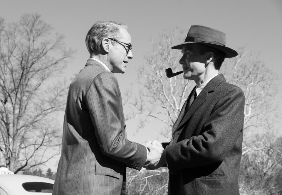 Robert Downey Jr. as Lewis Strauss and Murphy as J. Robert Oppenheimer.