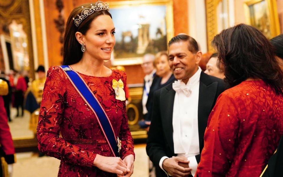 Kate wore drop diamond earrings belonged to Queen Elizabeth II - PA