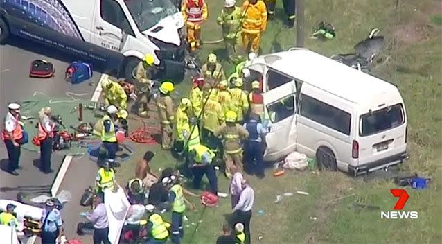 The toddler was killed in a head on crash. Source: 7 News