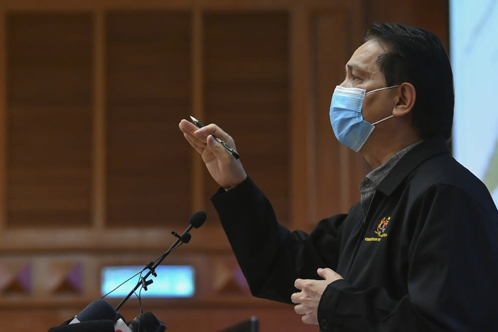 Health director-general Tan Sri Dr Noor Hisham Abdullah during a press conference reporting the daily update on the country’s Covid-19 situation at the Ministry of Health, May 8, 2021. — Bernama pic