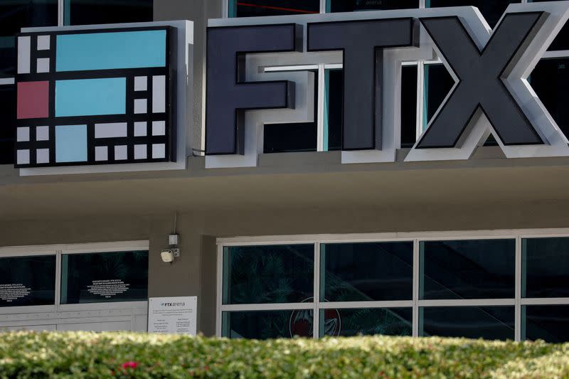 FILE PHOTO: The logo of FTX is seen at the FTX Arena in Miami