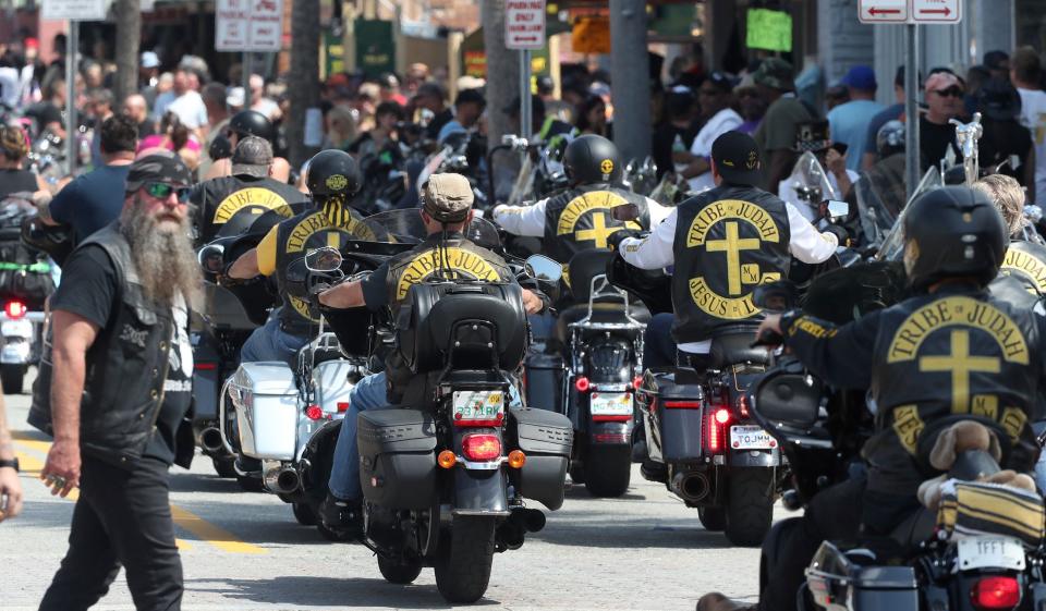 Motorcycles pack Main Street on the closing weekend of Bike Week in Daytona Beach. More than 420,000 visitors stopped at three Bike Week hot spots -- Main Street, Daytona International Speedway and Dr. Mary McLeod Bethune Boulevard -- during the 10-day event, based on cellphone tracking data released by the City of Daytona Beach. It marks the first time the city has made such as accurate count of Bike Week visitors.