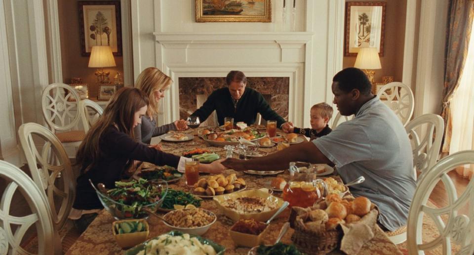 <p>"Well, are you spending Thanksgiving with your family? We have a ramble turkey… Eat all you want." — Leigh Anne Tuohy</p>
