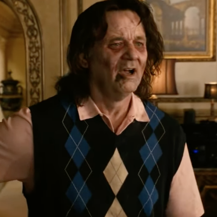 Bill Murray as himself in Zombieland wearing fake zombie makeup and golf clothes