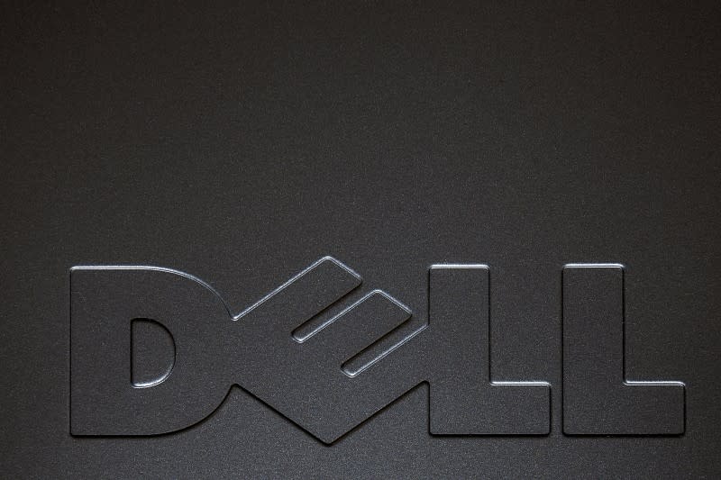 A Dell logo is pictured on the side of a computer in this photo illustration in the Manhattan borough of New York October 12, 2015. REUTERS/Carlo Allegri