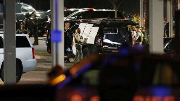 PHOTO: A commando post is set up in the Lakeland Village School parking lot at Grand Ave. and Gregory Place after a Riverside County Deputy was shot in Lake Elsinore, Calif., on Jan. 13, 2023. (Terry Pierson/The Orange County Register via AP)