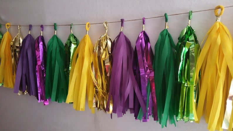 Etsy 20 Tassel Mardi Gras Tissue Paper Garland