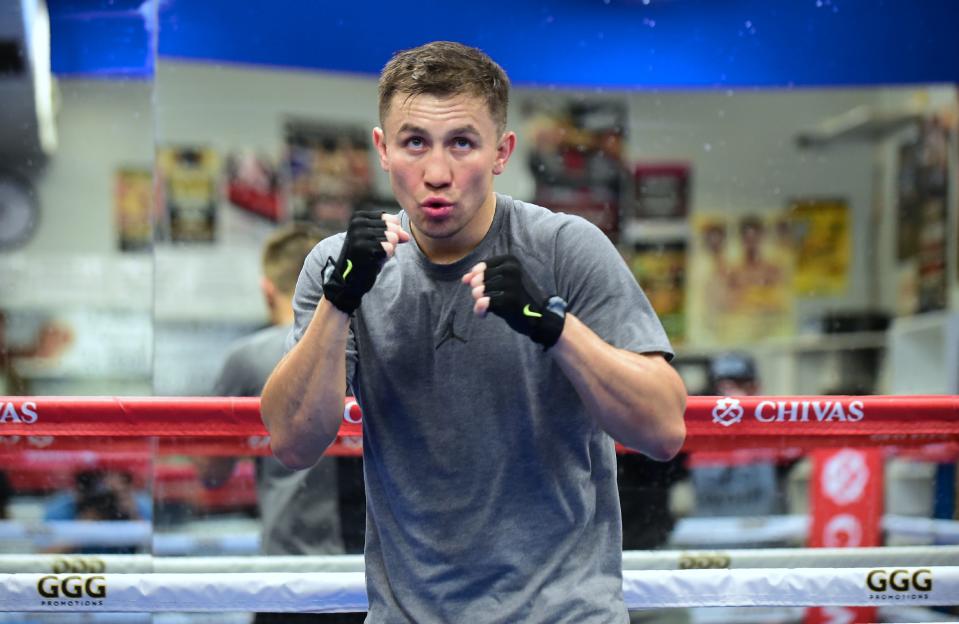 Gennady Golovkin works out during a media event on March 20, 2018, in Big Bear, California. (Getty Images)