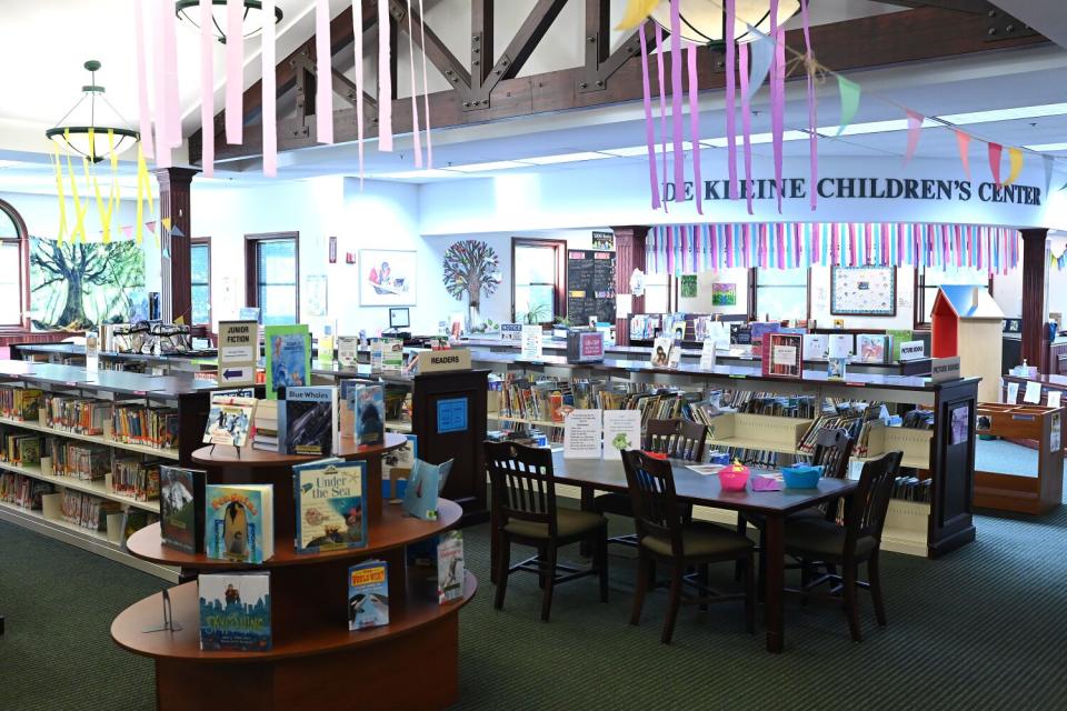 Books are displayed at the Patmos Library