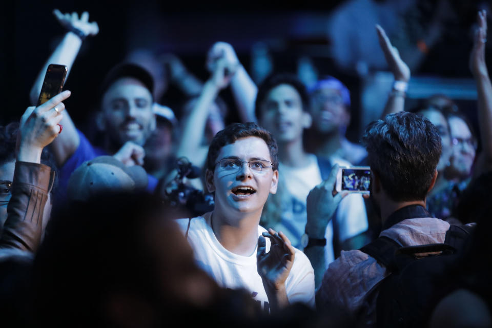 Supporters react to the poll results as they gather at the campaign headquarters of Queens district attorney candidate Tiffany Caban Tuesday, June 25, 2019, in the Queens borough of New York. (AP Photo/Frank Franklin II)