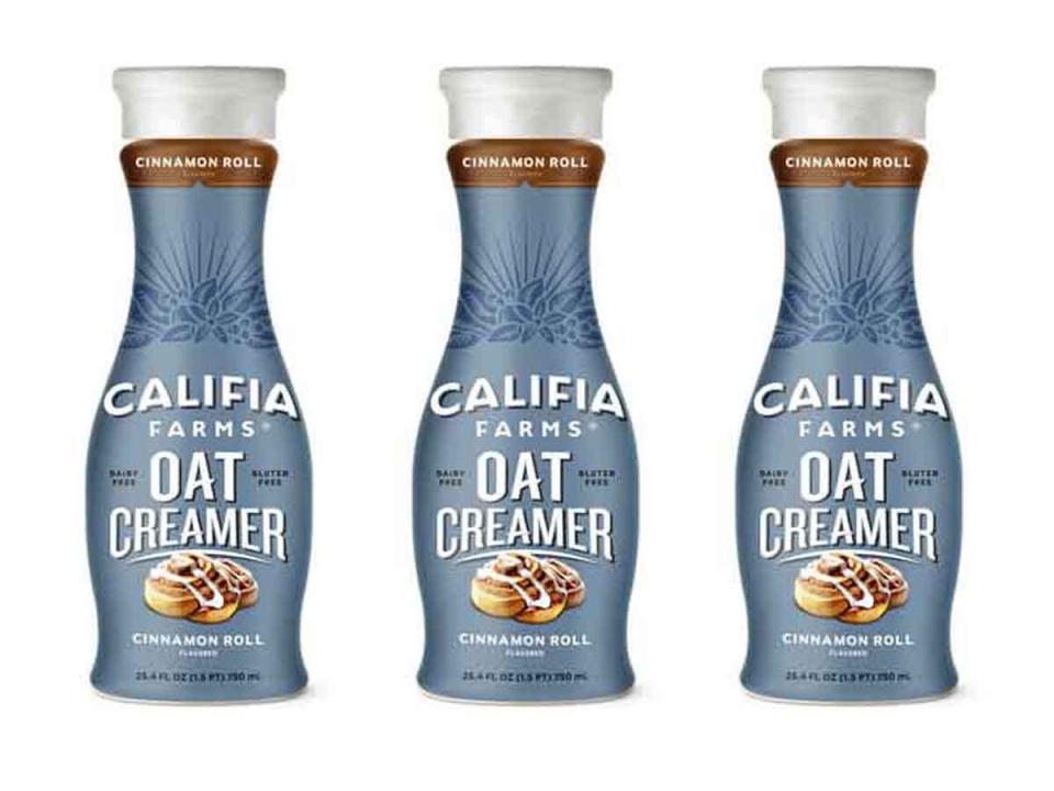 Aldi cinnamon oat creamer in blue bottle